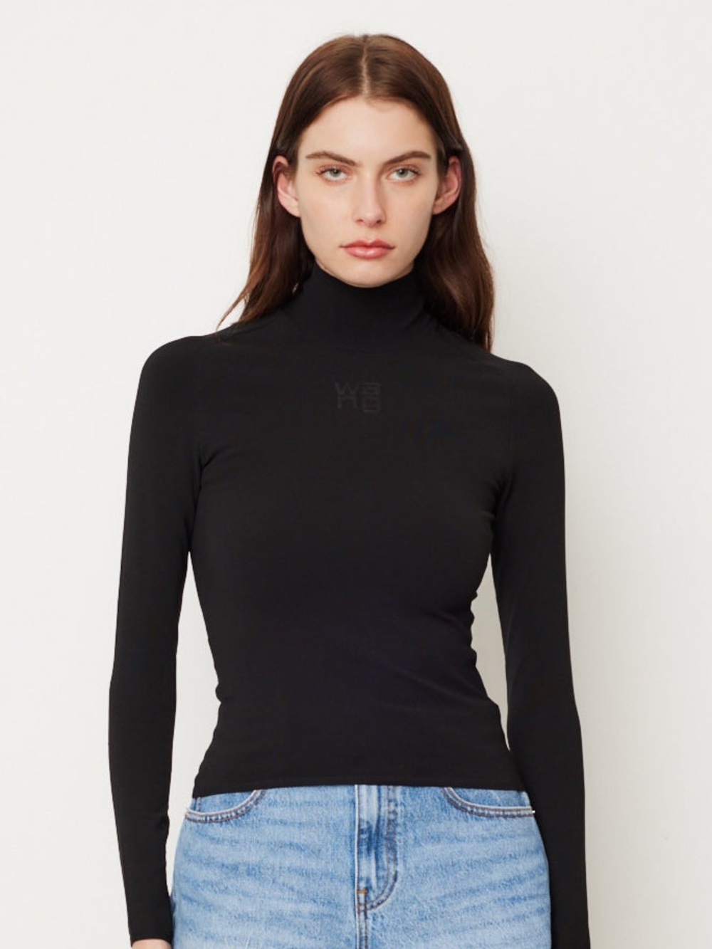 Alexander Wang Long Sleeve Turtleneck With Printed High Density Logo